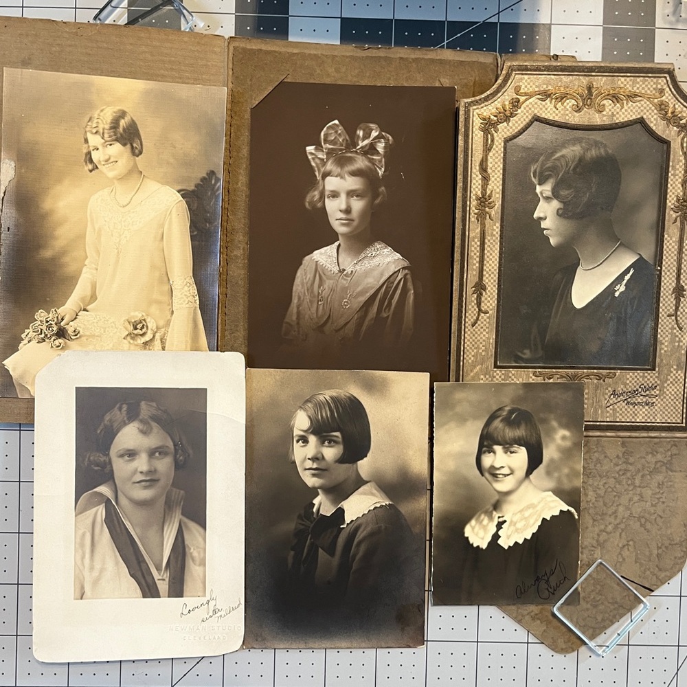 Studio Portrait Photographs 6 Old Vintage Photos Quality Paper Sepia Tone
